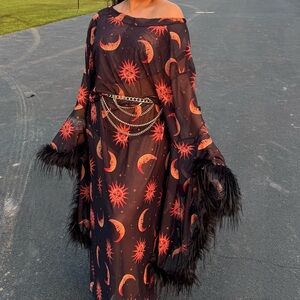 Celestial Print Black robe/Dress for festival